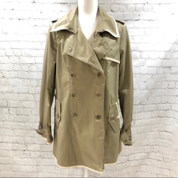 Sam Edelman Trench Coat Back Zipper Detail Sage Green Size Large - Picture 2 of 9